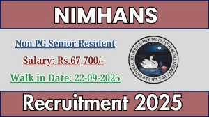 NIMHANS Non PG Senior Resident Recruitment 2025 – Walk in
