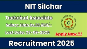NIT Silchar Technical Associate Recruitment 2025 - Apply Offline