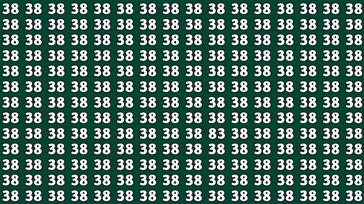 Observation Find It Out: Within 7 Seconds Spot The Number 83 among 38s