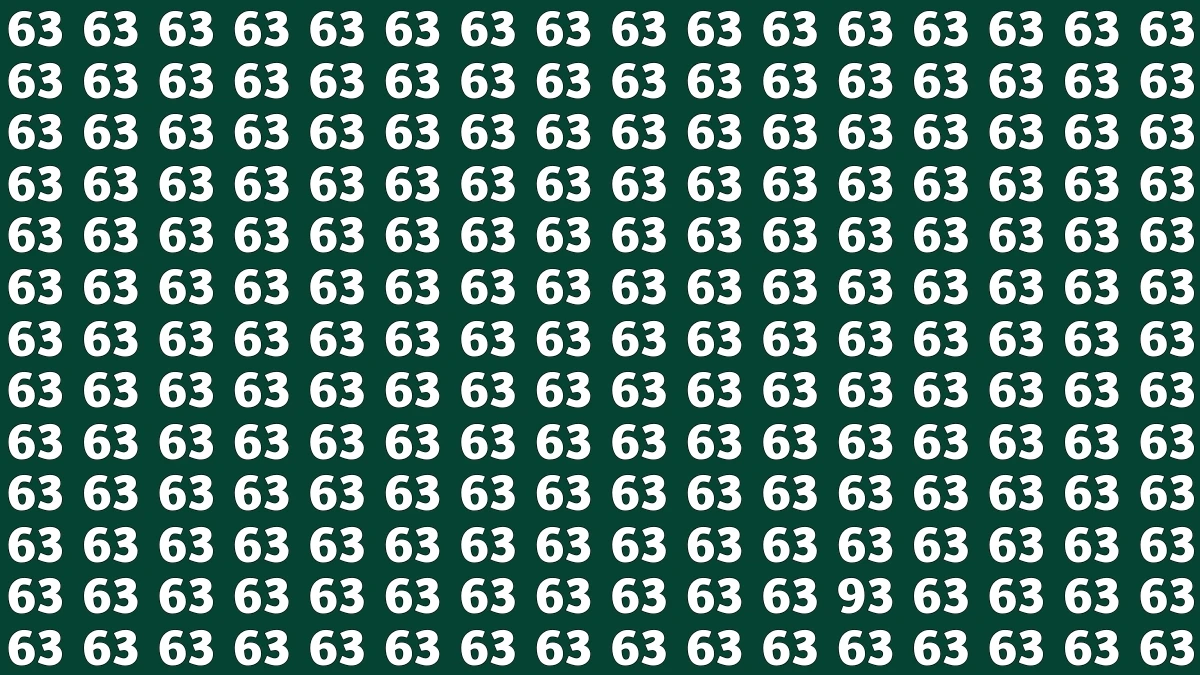 Observation Find It Out: Within 7 Seconds Spot The Number 93 among 63s