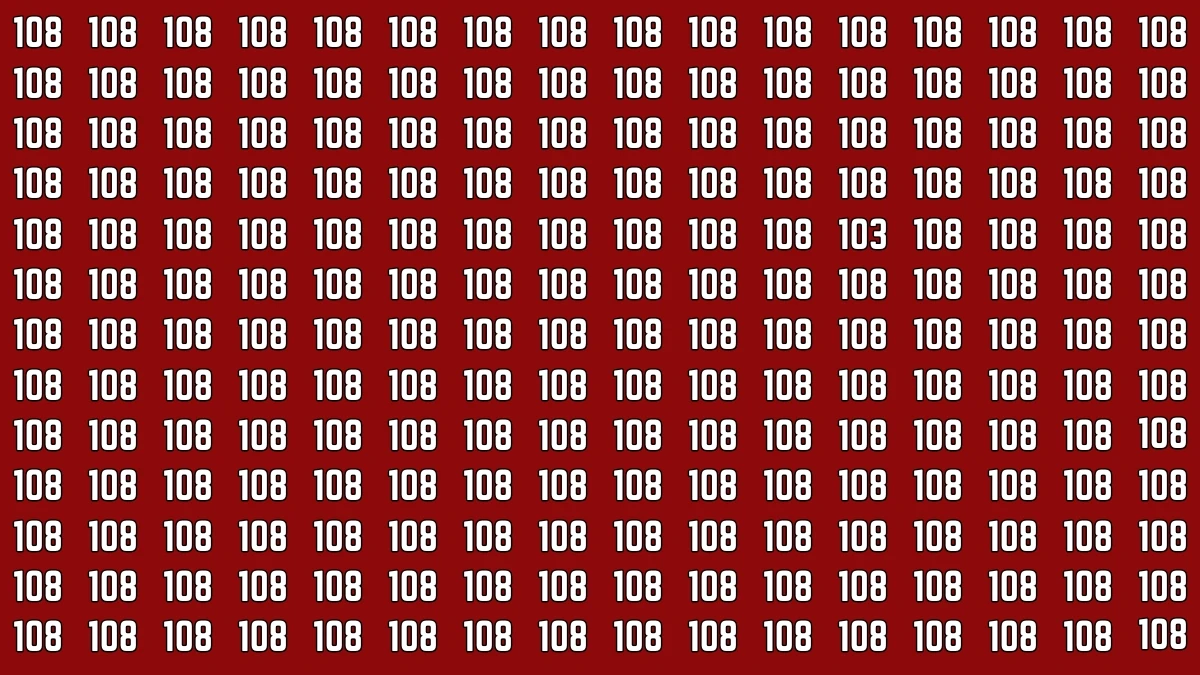 Optical Illusion 8 Seconds Challenge: Only People with Eagle Eyes Can spot the Number 103 among 108