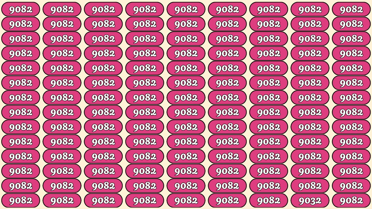 Optical Illusion Puzzle IQ Test: Within 9 Seconds Spot The Number 9032 among 9082s