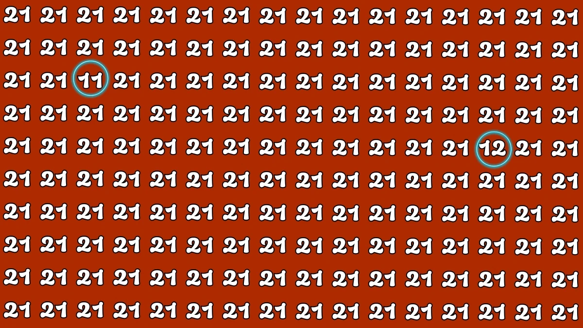 Optical Illusion: Within 5 Seconds Spot The Number 11 and 12 among 21