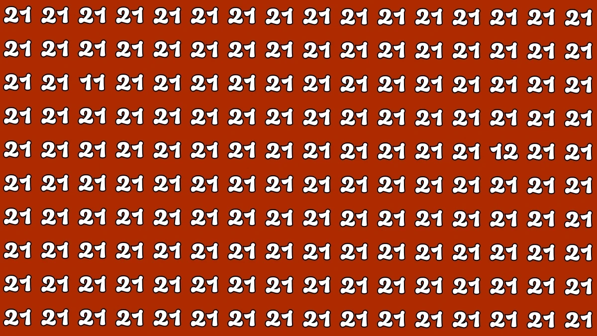 Optical Illusion: Within 5 Seconds Spot The Number 11 and 12 among 21