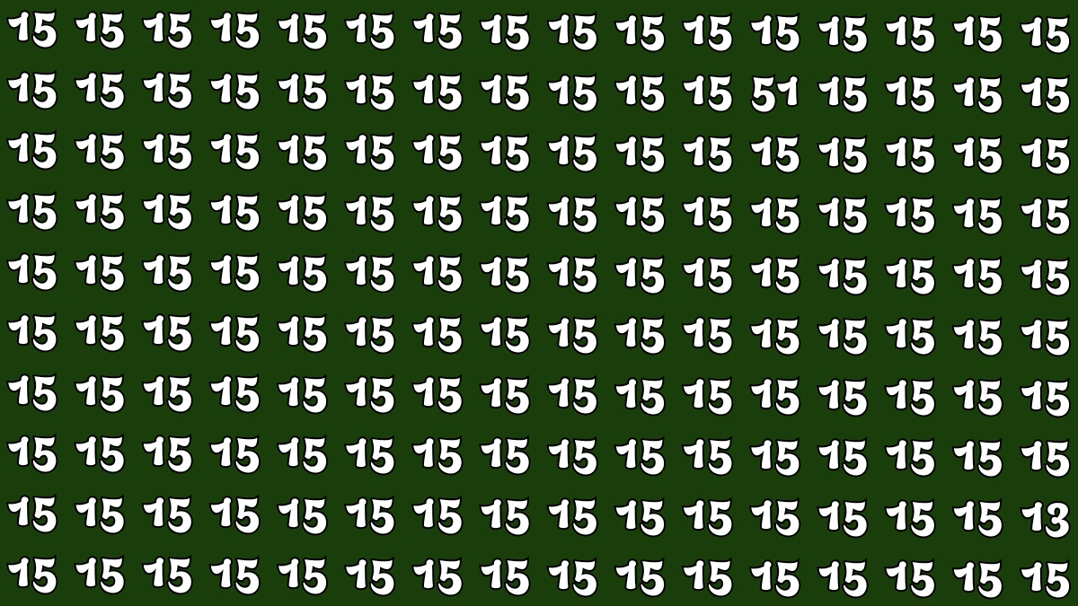 Optical Illusion: Within 5 Seconds Spot The Number 13 and 51 among 15