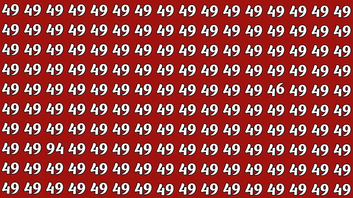 Optical Illusion: Within 5 Seconds Spot The Number 46 and 94 among 49