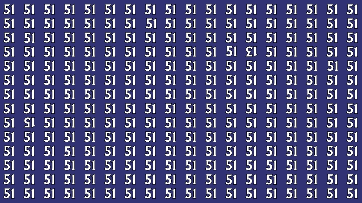 Optical Illusion: Within 6 Seconds Spot The Inverted 13 and 15 among 51s
