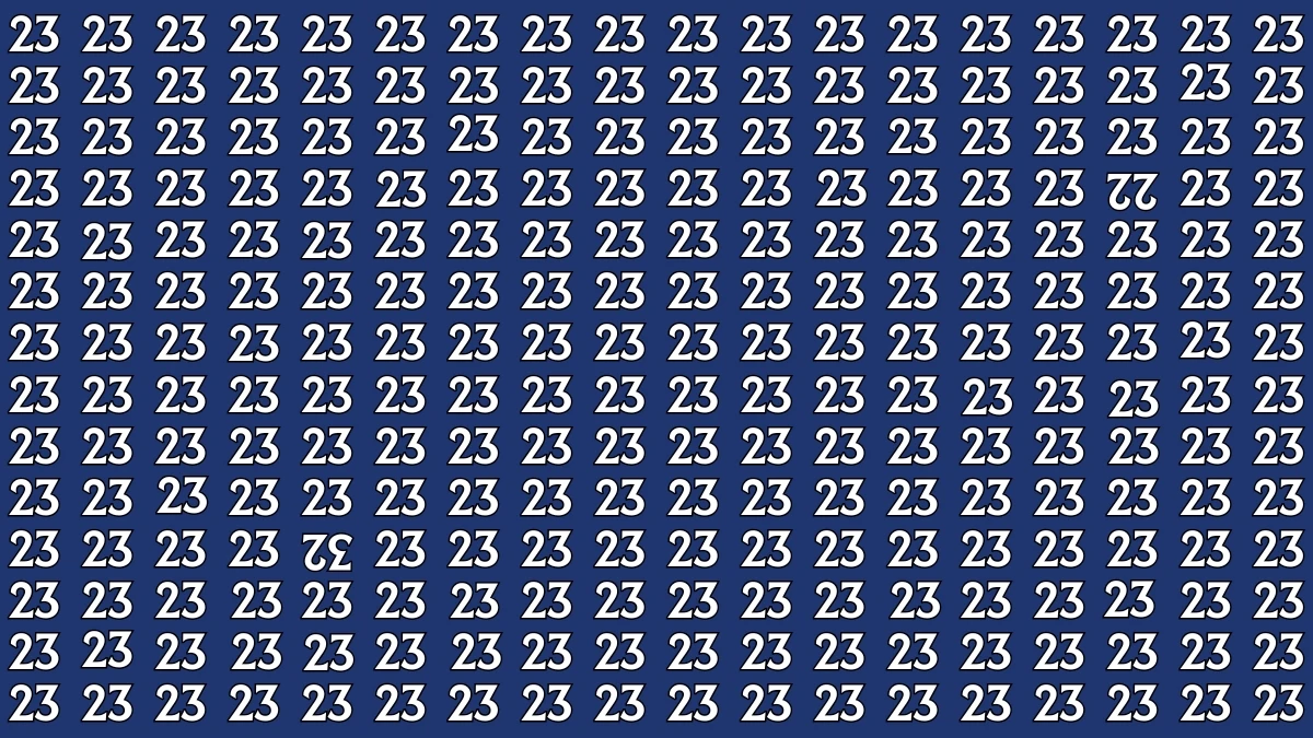 Optical Illusion: Within 6 Seconds Spot The Inverted 22 and 32 among 23s