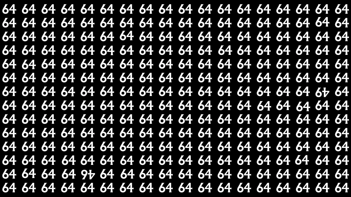 Optical Illusion: Within 6 Seconds Spot The Inverted 49 and 46 among 64s