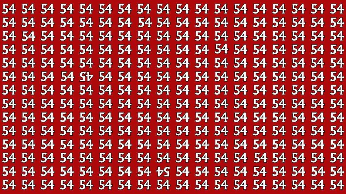 Optical Illusion: Within 7 Seconds Spot The Inverted 45 and 54 among 54s