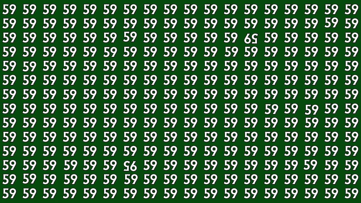 Optical Illusion: Within 7 Seconds Spot The Inverted 59 and 95 among 59s