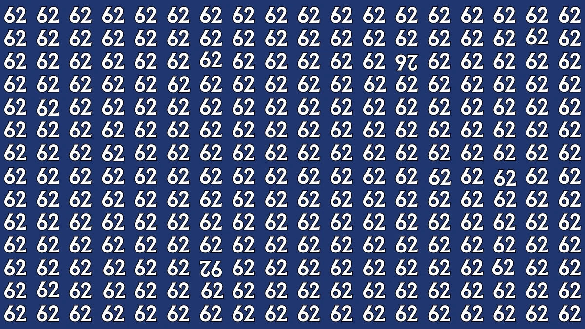 Optical Illusion: Within 7 Seconds Spot The Inverted 92 and 26 among 62s