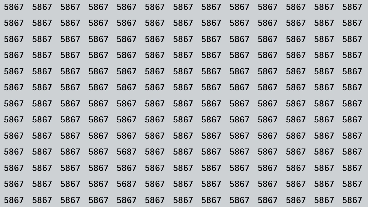Optical Illusion: Within 7 Seconds Spot The Number 5687 among 5867s