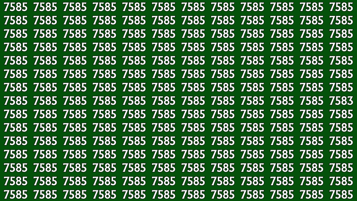 Optical Illusion: Within 7 Seconds Spot The Number 7583 among 7585