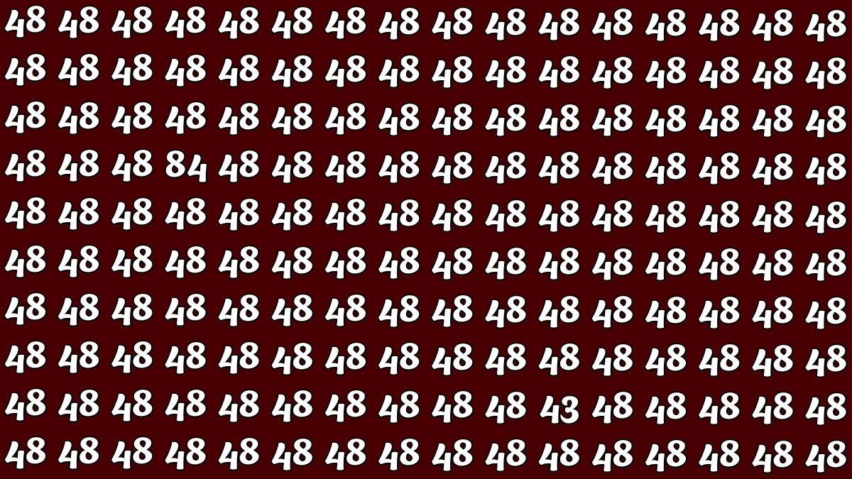 Optical Illusion: Within 7 Seconds Spot The Number 84 and 43 among 48