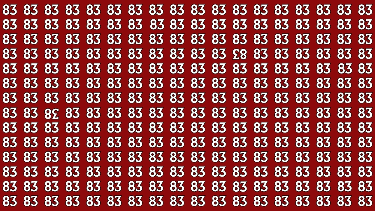 Optical Illusion: Within 8 Seconds Spot The Inverted 38 and 83 among 83s