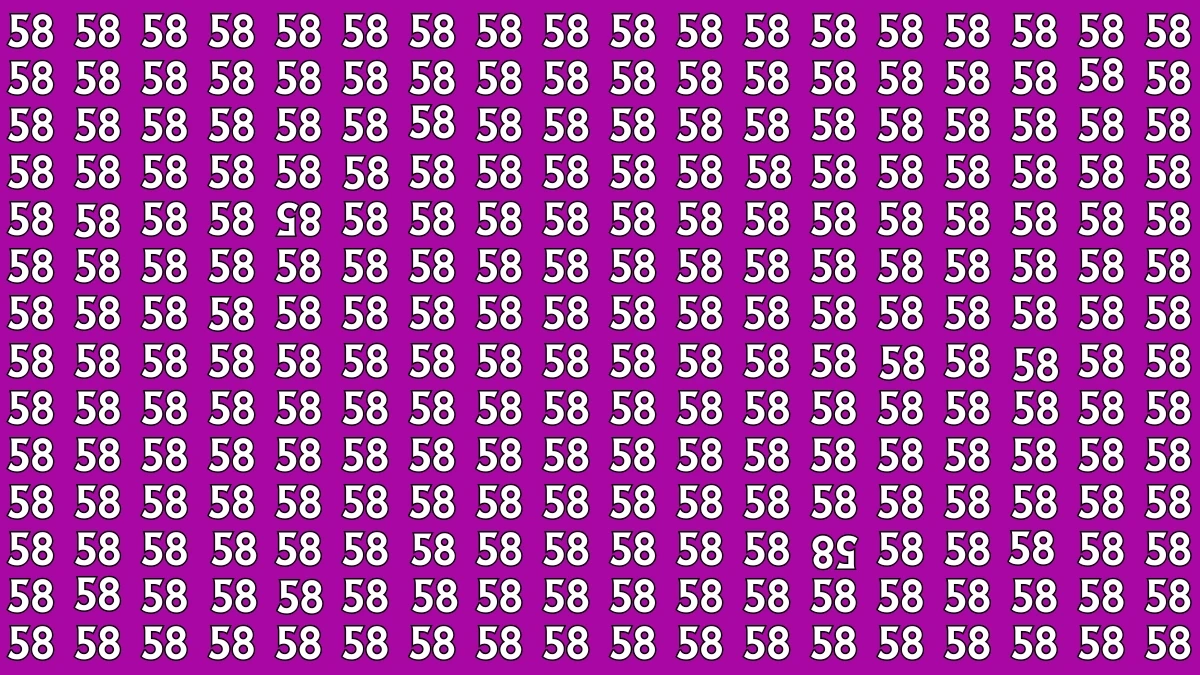 Optical Illusion: Within 8 Seconds Spot The Inverted 85 and 58 among 58s