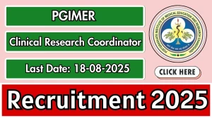 PGIMER Clinical Research Coordinator Recruitment 2025 - Apply Offline for 01 Posts