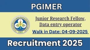 PGIMER Junior Research Fellow, Data entry operator Recruitment 2025 – Walk in
