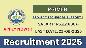 PGIMER Project Technical Support I Recruitment 2025 - Apply Offline