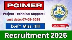 PGIMER Project Technical Support I Recruitment 2025 - Apply Offline for 01 Posts