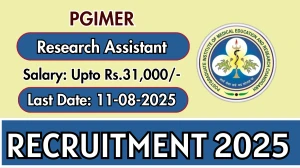 PGIMER Research Assistant Recruitment 2025 - Apply Online