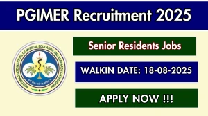 PGIMER Senior Residents Recruitment 2025 – Walk in PGIMER Senior Residents Recruitment 2025 – Walk in