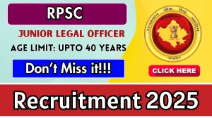 RPSC Junior Legal Officer Recruitment 2025 - Apply Online for 12 Posts