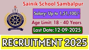 Sainik School Sambalpur Recruitment 2025 - Apply Offline for Staff Posts
