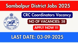 Sambalpur District CRC Coordinators Recruitment 2025 - Apply Offline for 58 Posts