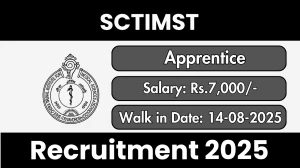 SCTIMST Apprentice Recruitment 2025 – Walk in