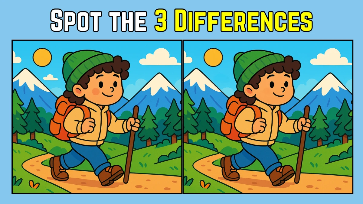 Spot the Difference: Only the sharpest eyes can spot 3 differences in this Girl Hiking Image in 9 Secs