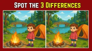 Spot the Difference: Within 9 Seconds Spot The 3 Differences in this Boy Camping...