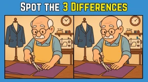 Spot the Difference: Within 9 Seconds Spot The 3 Differences in this Tailor Cutting Cloth Image