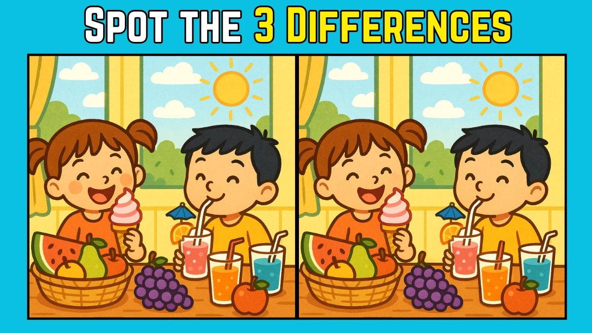 Spot the Difference: Within 9 Seconds Spot The 3 Differences in this Two Kids Image