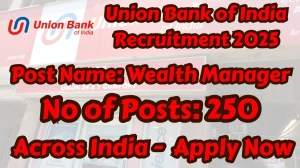 Union Bank of India Wealth Manager Recruitment 2025 - Apply Online for 250 Posts Union Bank of India Wealth Manager Recruitment 2025 - Apply Online for 250 Posts