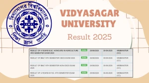 Vidyasagar University Result 2025 Released at vidyasagar.ac.in Direct Link to Download 3rd and 6th Semester Result