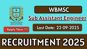 WBMSC Sub Assistant Engineer Recruitment 2025 - Apply Online for 28 Posts by Sep 22