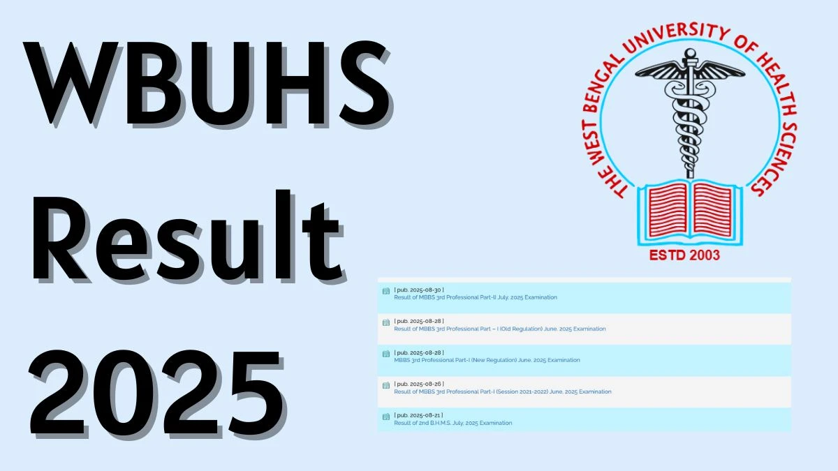 WBUHS Result 2025 Released at wbuhs.ac.in Direct Link to Download Part-2 Result