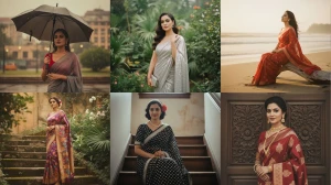 10+ Vintage Retro-style Gemini AI Photo Prompts for Saree Look