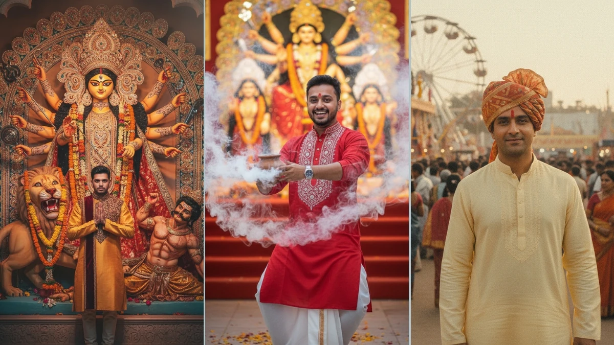 15 Google Gemini Navratri AI Photo Editing Prompts 2025 Copy Paste for Men To Create Realistic Durga Puja Looks