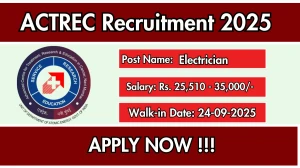 ACTREC Electrician Recruitment 2025 – Walk in for by Sep 24