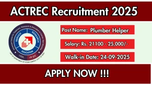 ACTREC Plumber Helper Recruitment 2025 – Walk in