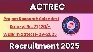 ACTREC Project Research Scientist I Recruitment 2025 – Walk in