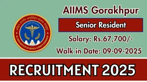 AIIMS Gorakhpur Senior Resident Recruitment 2025 – Walk in for 50 Posts