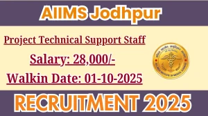 AIIMS Jodhpur Project Technical Support Staff III Recruitment 2025 – Walk in