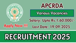 APCRDA Recruitment 2025 - Apply Online for 08 Planning Manager, Senior Design Expert and More Posts by Sep 19