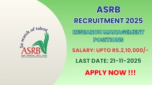 ASRB Research Management Positions Recruitment 2025 - Apply Online for 10 Posts ASRB Research Management Positions Recruitment 2025 - Apply Online for 10 Posts