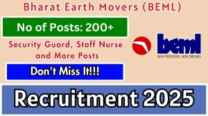 BEML Recruitment 2025 - Apply Online for 243 Security Guard, Staff Nurse and More Posts by Sep 12