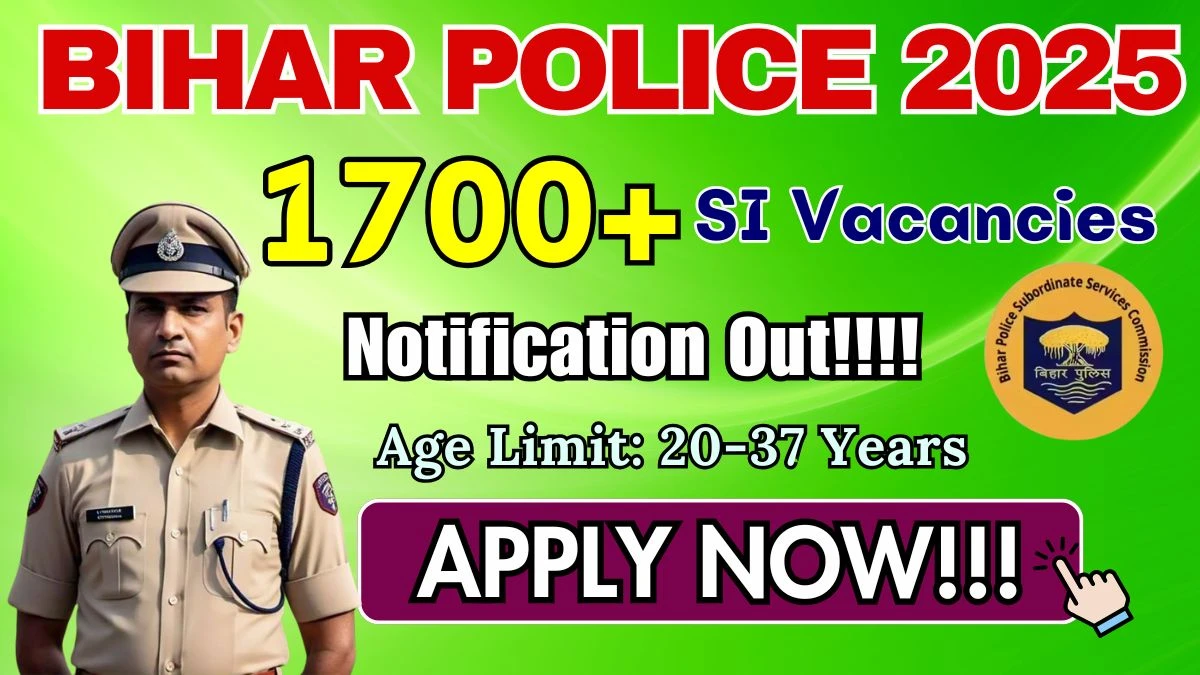 BPSSC Bihar Police SI Recruitment 2025 - Apply Online for 1799 Posts by Oct 26